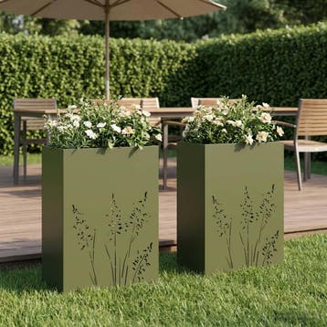 vidaXL Plantenbak 2 st Olijfgroen 50 x 30 x 75 cm, Verzenden, Nieuw