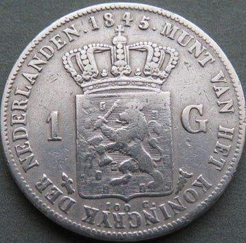 Nederland. Willem II. 1 Gulden 1845 (Zonder minimumprijs)