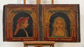 Scuola italiana (XV) - Coppia di figure in costume, Antiek en Kunst