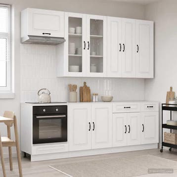 vidaXL Keukenblok KALMAR 8 st Hoogglans Wit Bewerkt hout, Verzenden, Nieuw