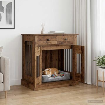 vidaXL Hond kennel meubel Oud hout 80 x 47,5 x 80 cm Bewerkt, Verzenden