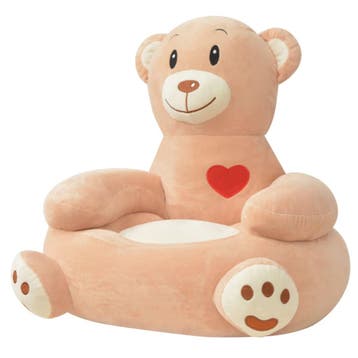 vidaXL Pluche kinderstoel beer bruin, Verzenden