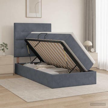 vidaXL Opslag bed met matras Donkergrijs 90 x 200 cm Fluweel, Verzenden