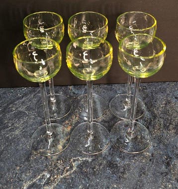 verres à pied uranium - Drinkservies (6) - uraniumhoudend, Antiek en Kunst