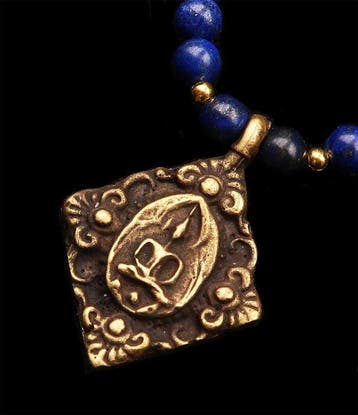 Lapis lazuli - Tibetaans Boeddha – Monastieke medaille –, Antiek en Kunst
