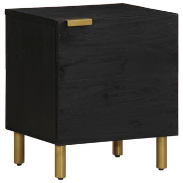 vidaXL Nachtkastje 40x33x46 cm massief mangohout zwart, Verzenden