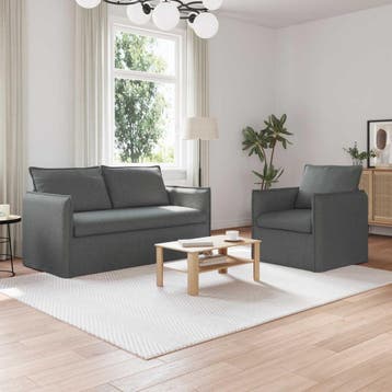 vidaXL bank / zetelstel 2 st Donkergrijs Stof, Verzenden, Nieuw