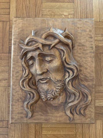 Laag reliëf - Christus met doornenkroon - met de hand