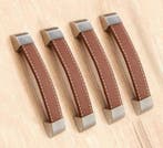 Set van 4 leren handgrepen (128 mm, bruin, eindstuk metaal), Doe-het-zelf en Bouw, Verzenden, Nieuw