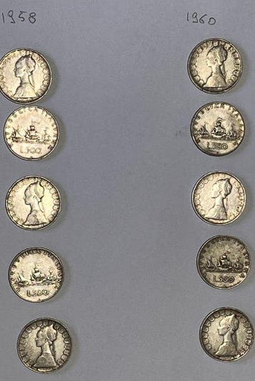 Italië, Republiek 500 Lire argento (10 monete) (Zonder