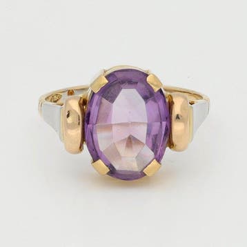 Bague - 18 carats Or jaune Améthyste, Nieuw