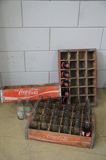 Coco Cola - Krat (34) - Hout en glas - Coca Cola kratten - 3