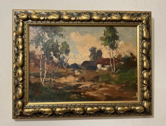 E. Tabak (XX) - Boerderij, Antiquités & Art, Art | Peinture | Classique
