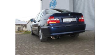 FOX BMW E46 320/ 323/ 328 einddemper single flow op originee, Verzenden