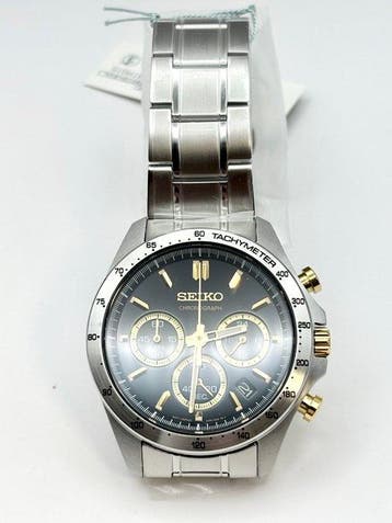 Seiko - Chronograph Black Dial 100m. Date Tachymeter -