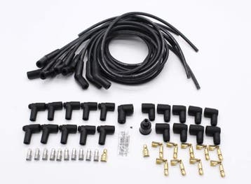 8.5mm Spark Plug Wire Set V8 - 45 degree boots black, Auto-onderdelen, Ophalen of Verzenden, Nieuw