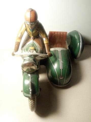 TippCo - Jouet en étain - Tippco motorcycle with sidecar -