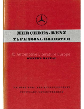 1957 MERCEDES BENZ 300 SL ROADSTER INSTRUCTIEBOEKJE ENGELS, Ophalen of Verzenden