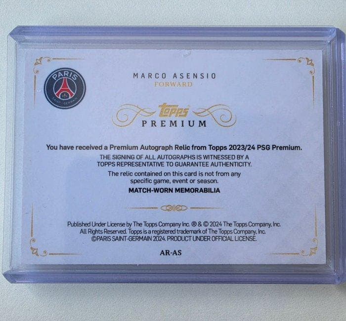 Topps Premium Marco Asensio 15/25 Serialized card,, Collections, Autocollants