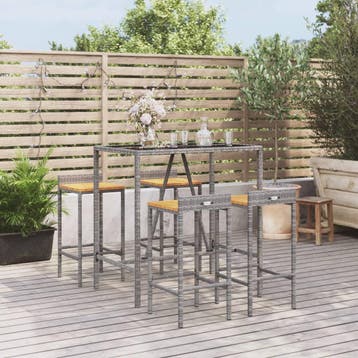 vidaXL 5-delige Tuinbarset poly rattan en massief acaciahout, Verzenden