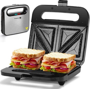 Tosti apparaat - Tosti ijzer - Sandwich maker - 750W - RVS -, Verzenden