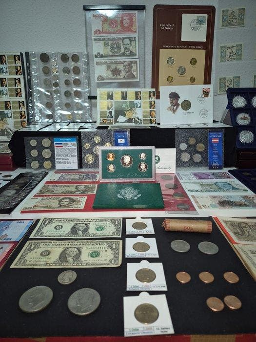 Wereldmunten- en bankbiljetverzameling incl. USA 1995 Proof, Postzegels en Munten, Munten | Europa | Niet-Euromunten