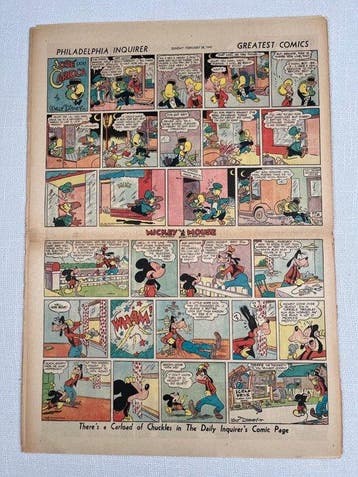 Joe Palooka - Mickey Mouse - 15 Krantenpaginas - 1943, Nieuw