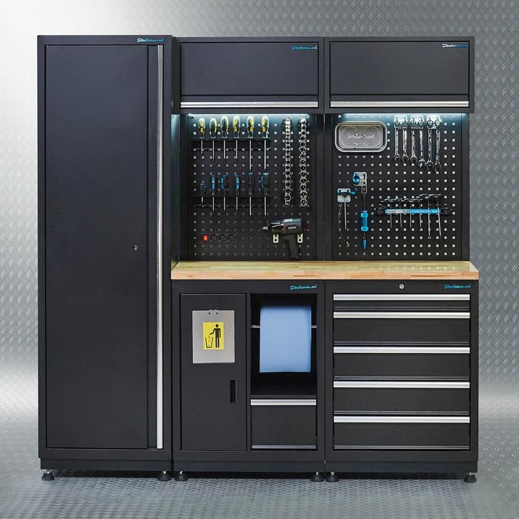 Datona Werkplaatsinrichting PREMIUM met eiken werkblad 200, Bricolage & Construction, Établis, Enlèvement ou Envoi