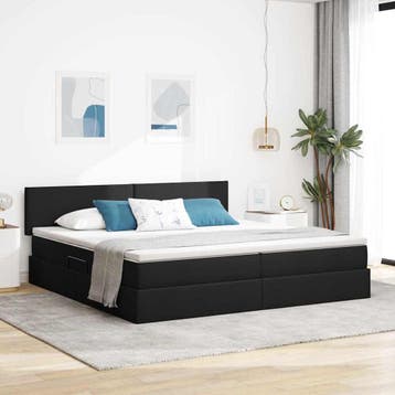 vidaXL Opbergbed met matras met hoofdeinde Zwart 200 x 200, Verzenden