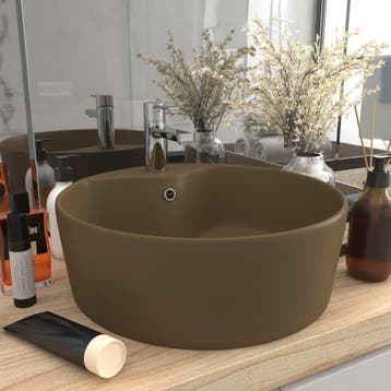 vidaXL Wastafel met overloop 36x13 cm keramiek matcrème, Verzenden, Nieuw