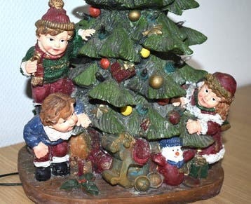 handgeschilderde kerstboom met kindjes en versiering -, Nieuw