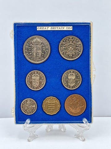 Verenigd Koninkrijk. Elizabeth II. 1954 Sealed (7 coins), Postzegels en Munten