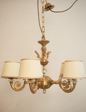 SECOLOVENTESIMO - Lustre - Laiton doré - Lampe en laiton, Antiquités & Art