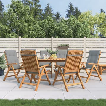 vidaXL Verstelbare klapstoelen met kussens, 6 stuks, massief, Verzenden, Nieuw