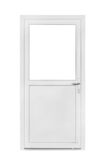 Deur wit 1/2 glas Basic b85 x h185 cm L, 80 tot 100 cm, Minder dan 200 cm, Nieuw, Ophalen of Verzenden