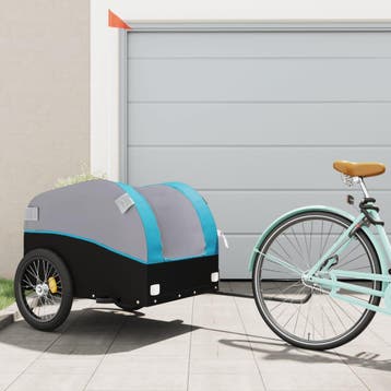 vidaXL Fietskar met wiel met opslag Blauw L Oxford polyester, Verzenden, Nieuw