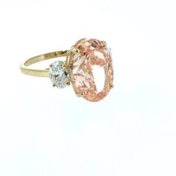 Ring - 14 karaat Geel goud - 9.99ct. tw. Roze Diamant (Fancy, Nieuw