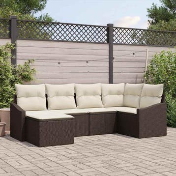 vidaXL Tuin Eettafel Set 6 st Bruin en Crème, Verzenden, Nieuw