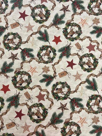 « Noël dans la forêt » – Nappe en coton avec 6 serviettes -, Antiek en Kunst