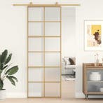 vidaXL Schuifdeur 76x205 cm mat ESG-glas en aluminium, Doe-het-zelf en Bouw, Deuren en Vliegenramen, Verzenden, Nieuw