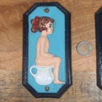Signes des toilettes : Garçon, Fille - Plaque (2) - Fonte, Antiquités & Art
