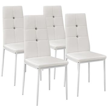 tectake Eetkamerstoelen, kunstleer met strass steentjes - wi, Verzenden, Nieuw