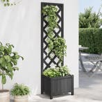 vidaXL Plantenbak met latwerk massief vurenhout zwart, Tuin en Terras, Verzenden, Nieuw