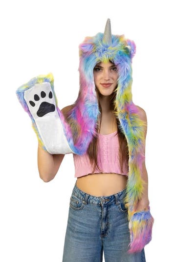 KIMU® Hood LED Eenhoorn Muts Led Pastel Regenboog Oortjes Bo, Kleding | Dames, Hoeden en Petten, Ophalen of Verzenden, Nieuw