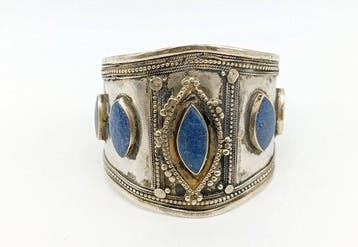Lapis lazuli - Zilver - Armband, Handtassen en Accessoires, Armbanden, Nieuw