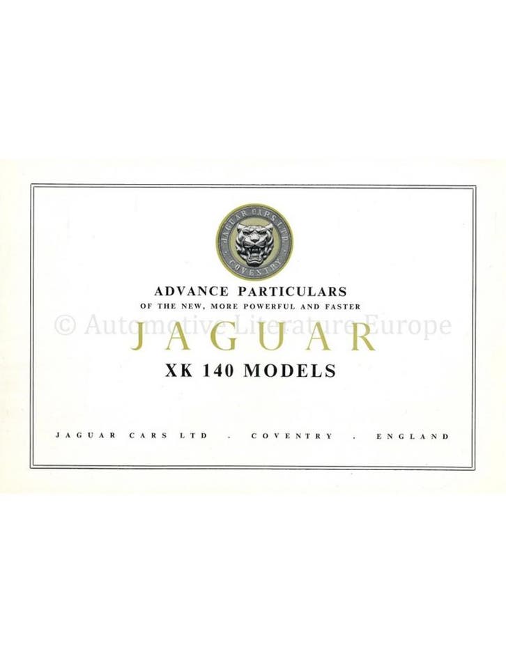 1953 JAGUAR XK 140 BROCHURE ENGELS, Livres, Autos | Brochures & Magazines