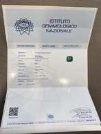 Ring - 18 karaat Witgoud Smaragd - Diamant, Nieuw