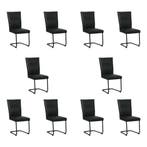Set van 10 Leren eetkamerstoelen Retro - Toledo Nero, Ophalen of Verzenden