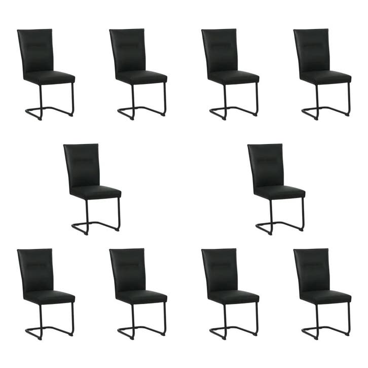 Set van 10 Leren eetkamerstoelen Retro - Toledo Nero, Maison & Meubles, Chaises, Enlèvement ou Envoi