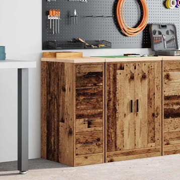 vidaXL Garagekast 30x51x85 cm massief grenenhout oud hout, Verzenden